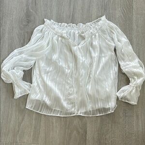 White Ruffled Pleated Blouse